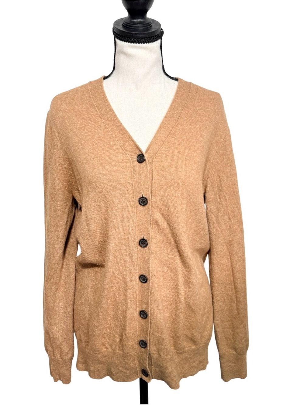 J.Crew With Cashmere Camel Button Front Cardigan Sweater Size M - Picture 2 of 9
